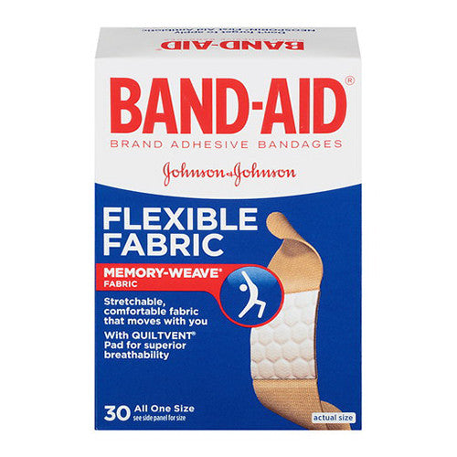 Band-Aid Flexible Fabric Adhesive Bandages, 3/4 Inches In Wide 30 Ea